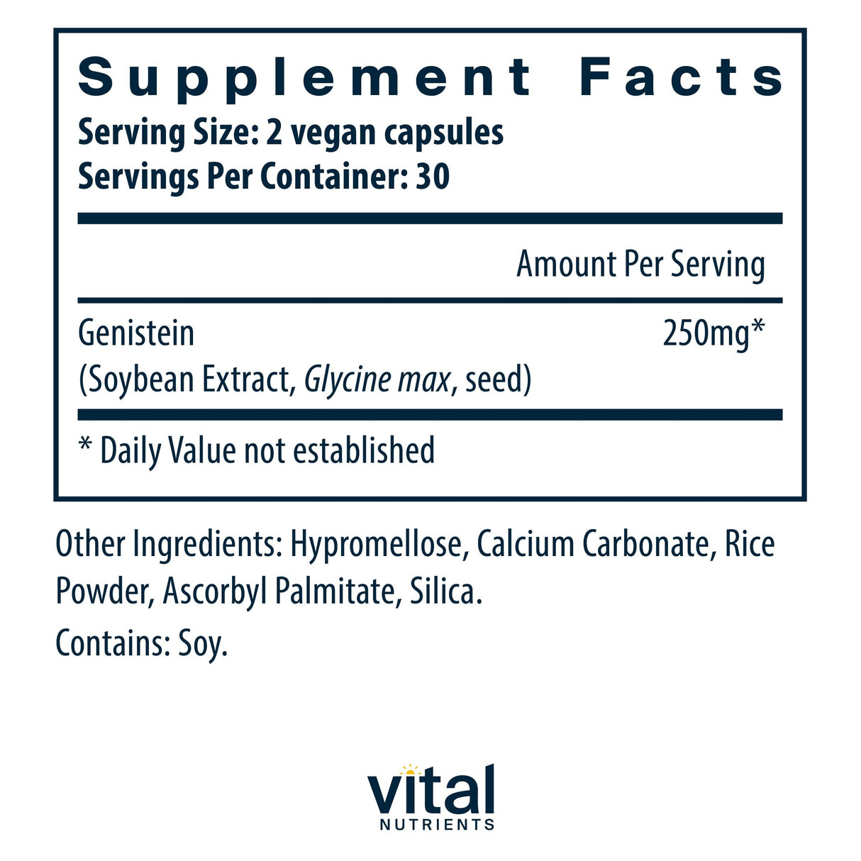 Vital Nutrients Genistein | Easily Absorbed Isoflavones for Bone Health Support* | Vegan Supplement | Gluten and Dairy Free | Non-GMO | 60 Capsules
