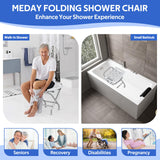 Folding Shower Seat - Stainless Steel Shower Chair for Inside Shower - 420lbs Height Adjustable Foldable Shower Stool - Portable Travel Collapsible Bath Bench for Elderly, Handicap & Disabled (Gray)