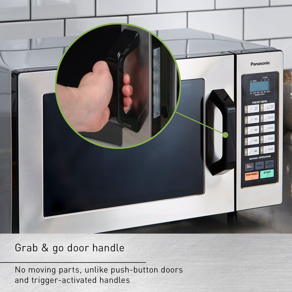 Panasonic NE-1054F Compact Light-Duty Countertop Commercial Microwave Oven with 10 Programmable Memory and Touch Screen Control, Countertop Microwave Oven, 1000W, 0.8 Cu. Ft, Stainless Steel