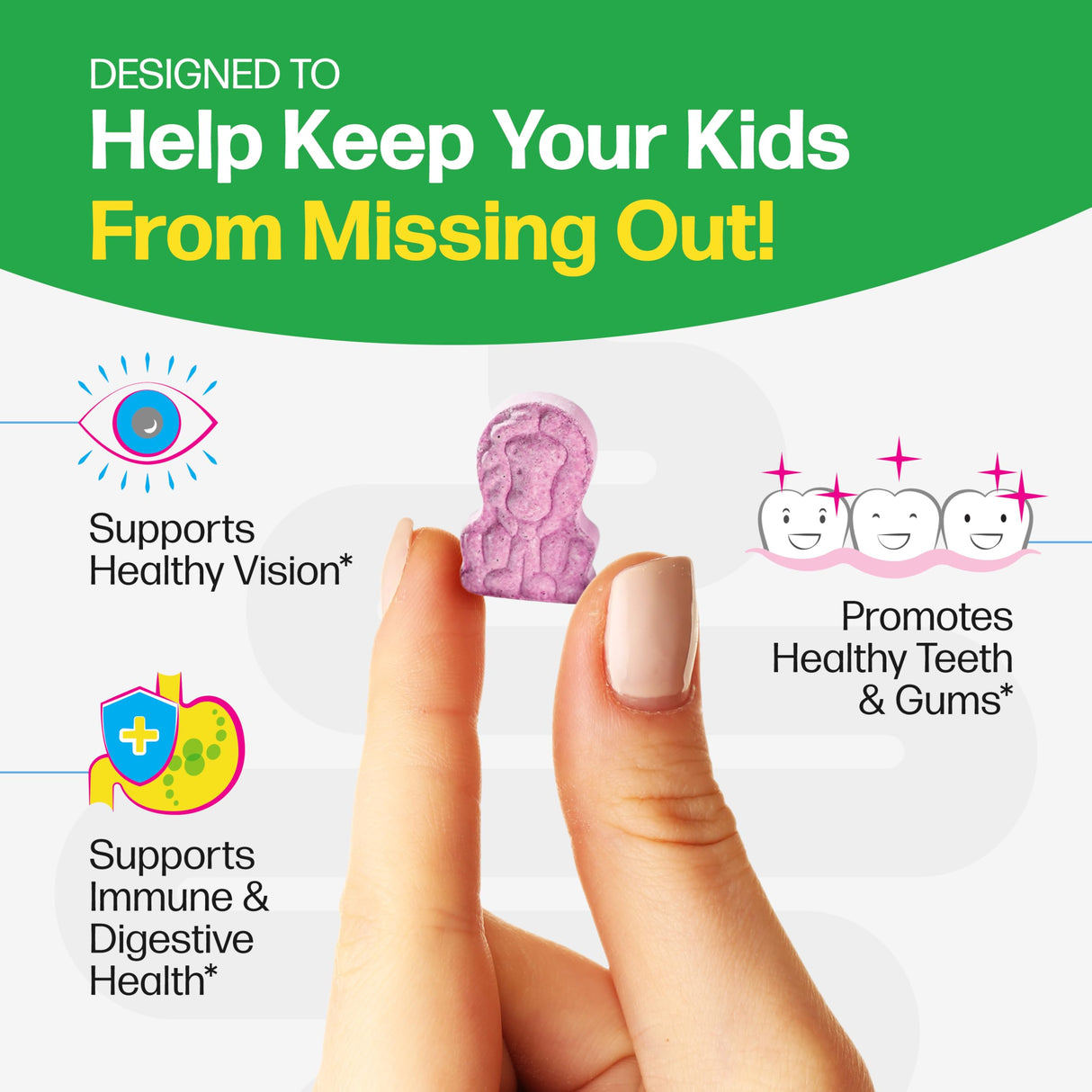 Culturelle Kids Complete Chewable Multivitamin + Probiotic For Kids, Ages 3+, 50 Count, Digestive Health, Oral Health & Immune Support - With 11 Vitamins & Minerals, including Vitamin C, D3 & Zinc