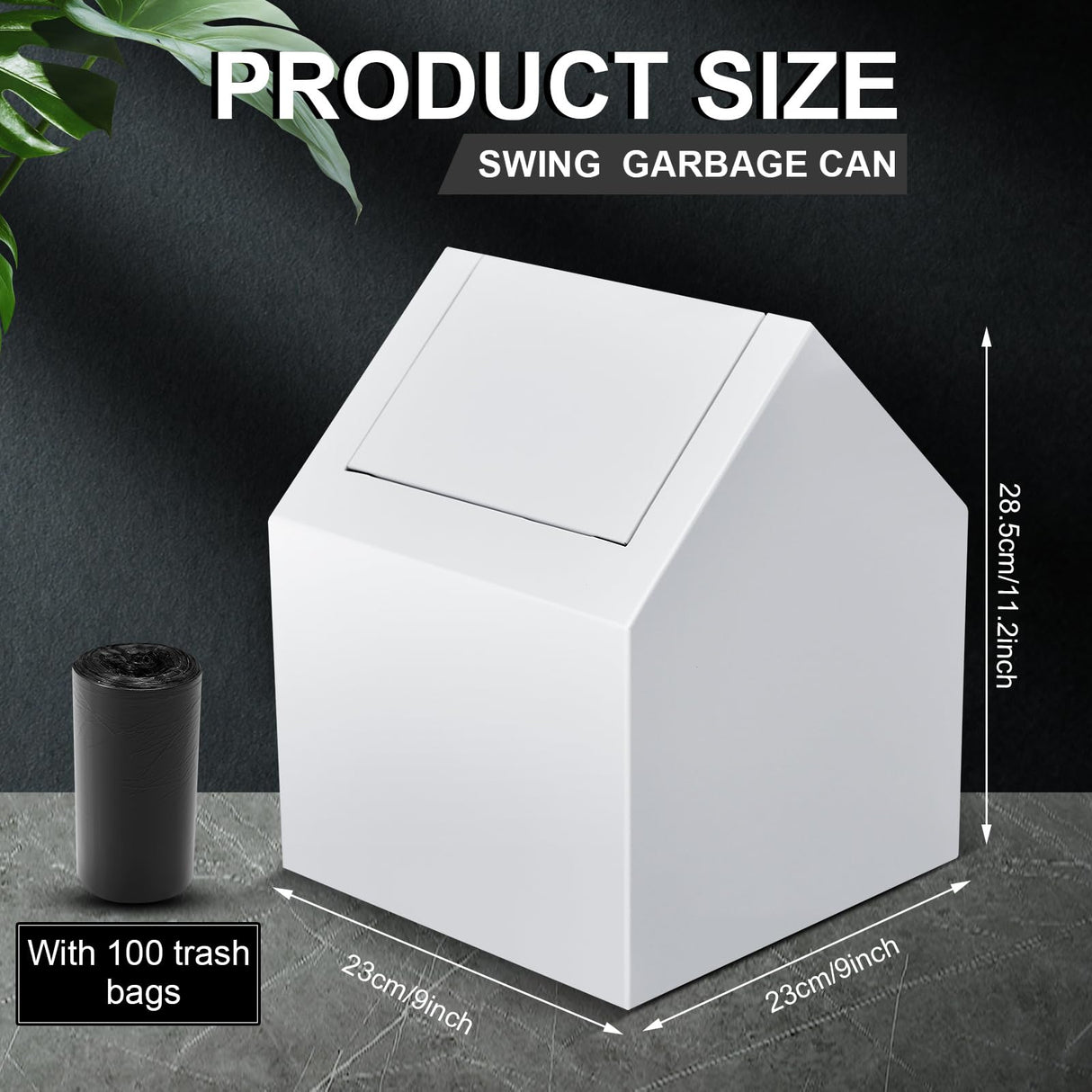 Kritkin Double Entry Sanitary Napkin Receptacle Swing Top Floor Receptacle Tampon Disposal Bin with 100 Black Disposal Liner Bags, Feminine Waste Tampon Holder Bathroom Hygiene Container, White, Metal