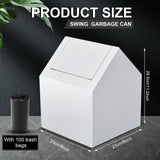Kritkin Double Entry Sanitary Napkin Receptacle Swing Top Floor Receptacle Tampon Disposal Bin with 100 Black Disposal Liner Bags, Feminine Waste Tampon Holder Bathroom Hygiene Container, White, Metal