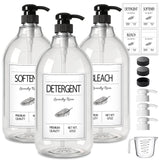 GMISUN Laundry Detergent Soap Dispenser, Liquid Laundry Detergent Dispenser, Container for Farmhouse Laundry Room Decor, Organizer for Liquid SoftenerBleach Heavy Duty Plastic Bottle(64 Oz 3 Pack)