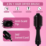 Hair Dryer Brush 4 in 1 Styling Tools Ceramic, Hair Dryer and Styler Volumizer, Hot Air Straightener Brush, Blow Dryer with Ceramic Oval Barrel, Blow Dryer in One, for All Hair Types