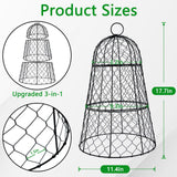 6 Pack 11.4" D x 17.7" H Garden Cloches for Plants,Rustproof Chicken Wire Cloches Flip-Top Design,Upgraded Triple Combination,Plant Protectors from Animals,Ideal for Outdoor Plant Protection