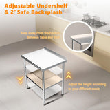 ROVSUN 30'' x 24'' Stainless Steel Table for Prep & Work,Commercial Worktables & Workstations, NSF Heavy Dut Metal Table with Adjustable UnderShelf & Backsplash for Kitchen, Restaurant,Home,Hotel