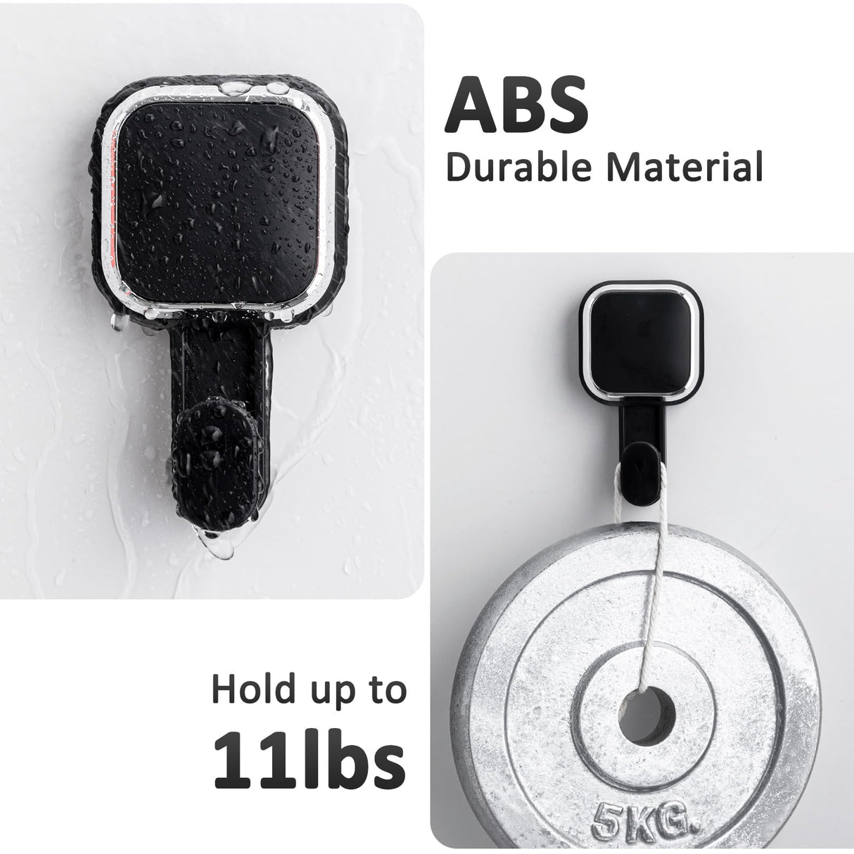LEVERLOC 4 Pack Suction Cup Hooks for Inside Shower, Powerful Vacuum Suction Shower Holder for Towel, Loofah, Clothes, Damage Free Hanging Bathroom Wall Hooks, Easy to Install and Remove, Black