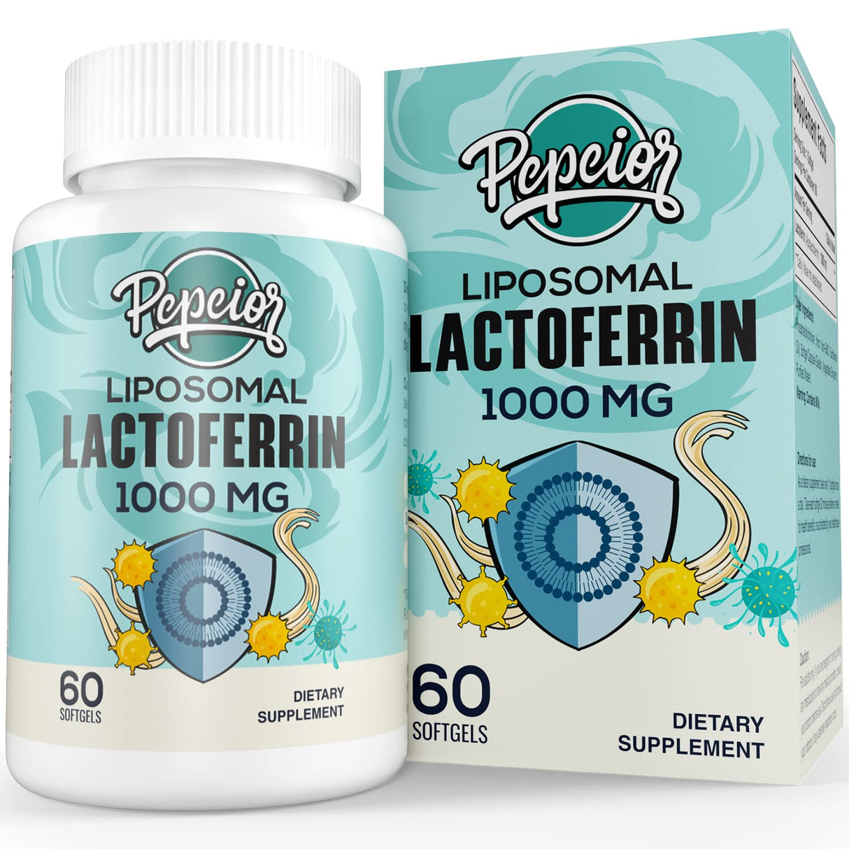 Pepeior Liposomal Bovine Lactoferrin 1000 mg - Higher Absorption - for Iron Absorption & Immune Function Lactoferrin Supplements for Adults, 60 Softgels
