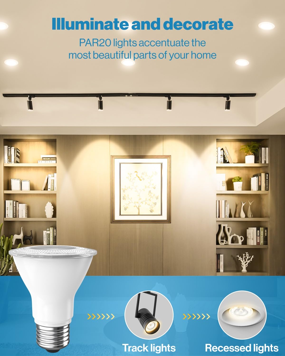Sunco 10 Pack PAR20 LED Bulbs 50W Equivalent 7W Dimmable, CRI90 3000K Warm White 470 Lumens E26 Medium Base IP65 Waterproof Indoor Outdoor Home Residential Super Bright Wide Area Flood Light - UL