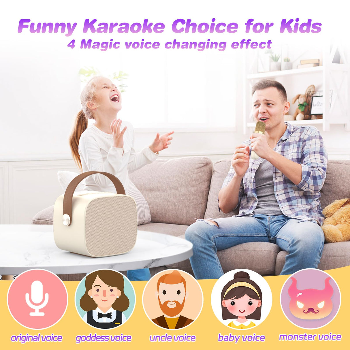 MEGUO Mini Karaoke Machine Microphone,Fun Toys Christmas Birthday Gifts for Adult Kids/Toddler Boys Girls 3 4 5 6 7 8 9 10 11 12+,Portable Bluetooth Speaker with 2 Wireless Microphone