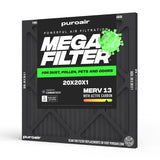 PuroAir MegaFilter - 20x20x1 Air Filter MERV 13 Activated CarbonTech Defense - Heavy Duty 3 Layer Furnace Filters Allergens, Pollen, Dust, Pet Dander, Smoke, Odors - HVAC Air Filter 20x20x1 (1-Pack)