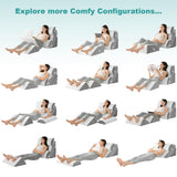 Hansleep 6PCS Orthopedic Bed Wedge Pillow for Sleeping, Adjustable Post Surgery Pillow Set for Body, Back and Leg Pain Relief, Memory Foam Support Pillows for After Surgery, White