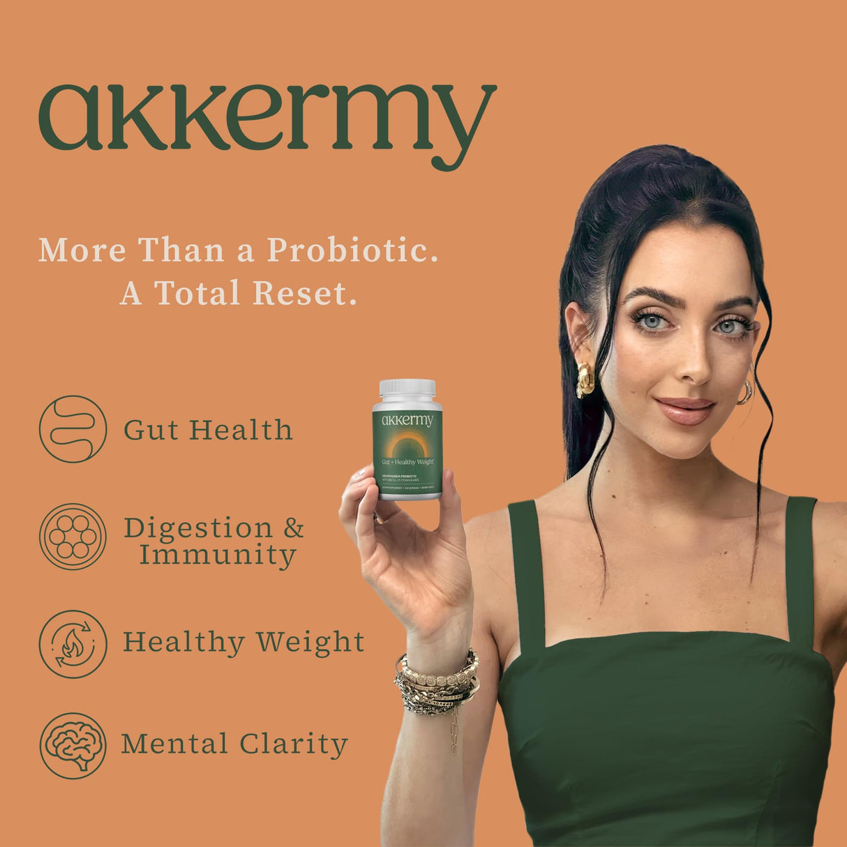 Akkermansia Probiotic for Healthy Weight | Naturally Increases GLP-1 | 60 Day Supply | Contains Bacillus Coagulans, Vitamins B2, D3 & Chromium | SIBO Friendly, Vegan & Gluten Free