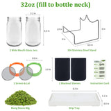 Seed Sprouting Jar Kit with Mung Beans 2.9oz, 2 Large Wide Mouth Mason Jars with Sprouting Lids, Blackout Sleeves, Drain Tray, Sprouts Growing Kit for Growing Bean, Alfalfa, Radish Sprout Seeds