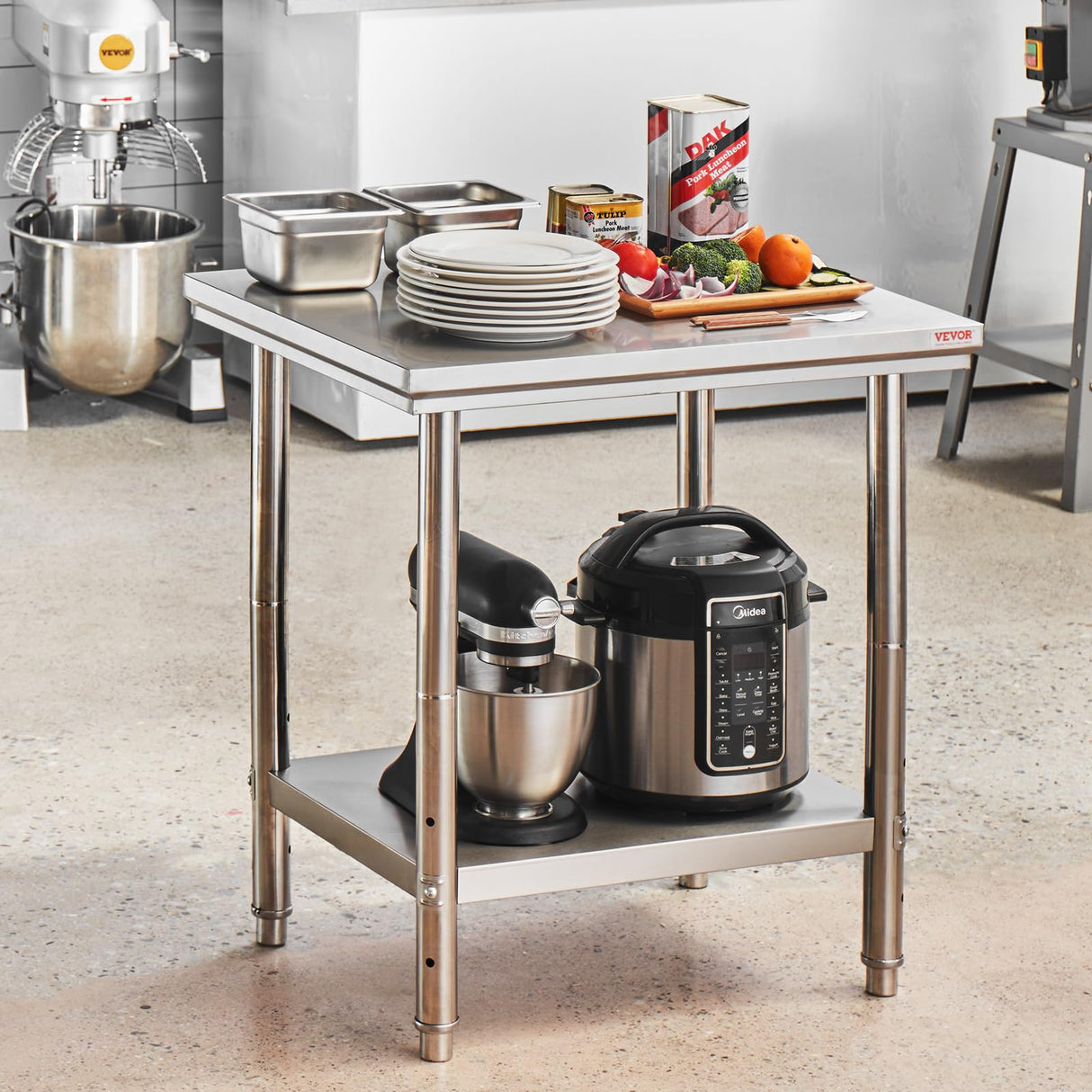 Mophorn Commercial Worktable & Workstation 24 x 30 x 32 Inch Stainless Steel Work Table Heavy Duty Commercial Food Prep Work Table for Home, Kitchen, Restaurant Metal Prep Table with Adjustable Feet