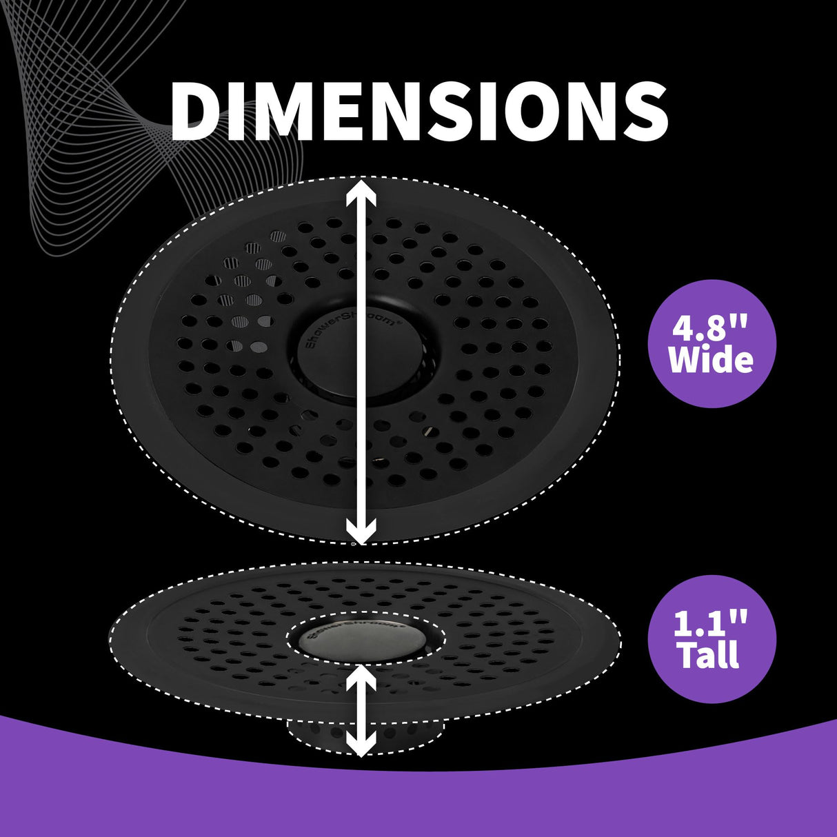 ShowerShroom Ultra Matte Black Hair Catcher, Stainless Steel Drain Protector, Fits All Shower Drains