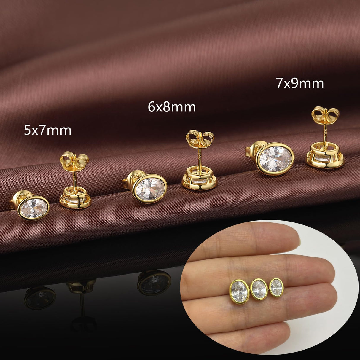 Oval Stud Earrings Bezel Earring Men 925 Sterling Silver Cubic Zirconia Stud Earring for Women 5MM Hypoallergenic CZ Earrings Jiahanzb Men Earrings