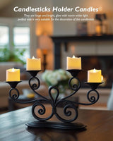 Homemory 24Pack 400+ Hour Timer Remote Control Flameless Votive Candles, Battery Operated LED Tea Lights in Warm White for Outdoor, Table, Halloween, Christmas-Ivory Base