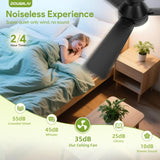 ZOUQILAI Ceiling Fans with Lights - 42 Inch Low Profile Ceiling Fan with Light and Remote, Reversible DC Motors, 3CCT Dimmable Timer Noiseless, Black Flush Mount Ceiling Fan for Bedroom/Living Room