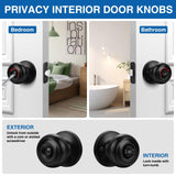 Sopoby Privacy Door Knob, 10 Pack Matte Black Round Keyless Doorknobs Interior/Exterior Lockset, Privacy Locking Door Knobs for Bedroom/Bathroom, Black Modern Design Door Hardware