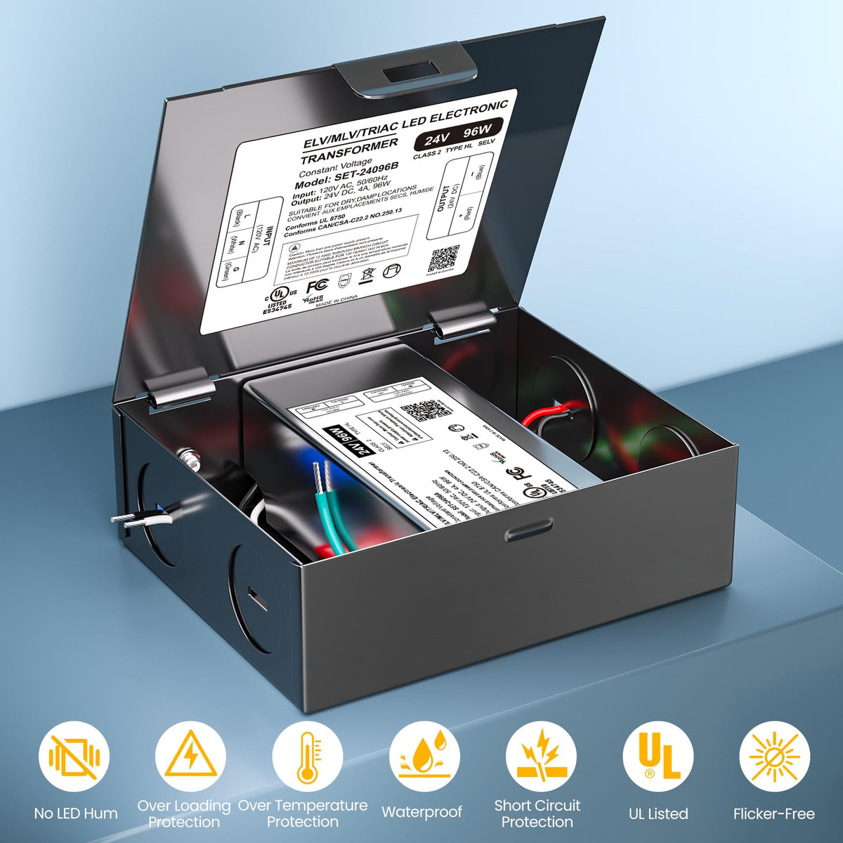 96W 24V Dimmable LED Driver, Triac ELV/MLV LED Transformer with Remova ...
