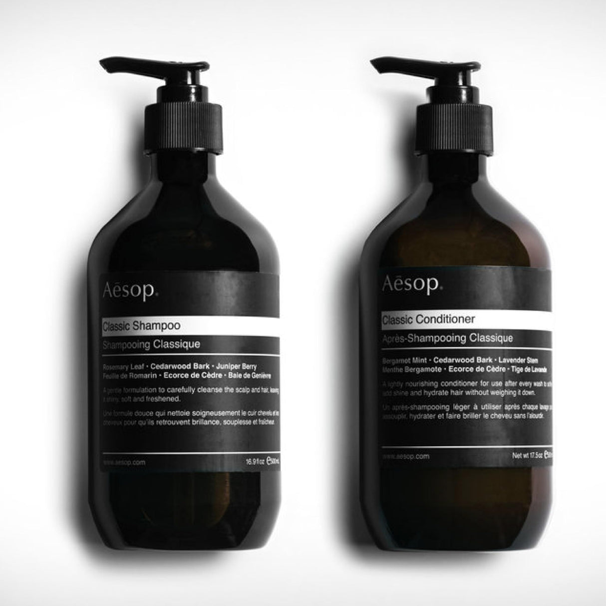 Aesop Classic Shampoo & Classic Conditioner Set | Adds Shine, Hydration, Softness to Hair | 500 mL / 16.9 oz