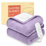 HOMLYNS Heated Throw Blanket, 5 Heat Settings & 3 Hours Timer, Purple