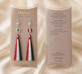 Handmade 925 Silver Plated Long Tassel Earring,Premium Mexican Heritage Jewelry,Patriotic Festival Gift Mothers Party Boho