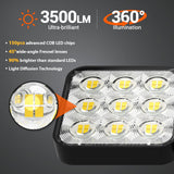WdtPro Solar Lights Outdoor Flood Light, 3500LM Bright Motion Sensor Outdoor Lights, 3 Heads & Upgrade Glass Panel, LED Solar Powered Security Light Spotlights Waterproof for Outside Yard-2Pack