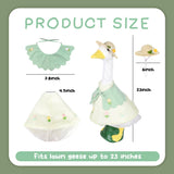 holoith 3 Pcs Summer Porch Goose Outfits for 23 inch Cement Goose Set, Outdoor Garden Statue with Gooses Outfit, Summer Garden Entrance Decoration, Includes Straw Hat, Collar, and Skirt