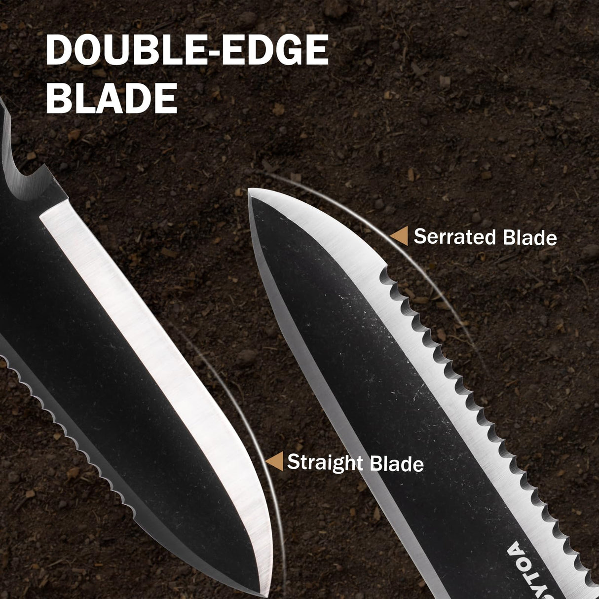 ROYTOA Hori Hori Garden Knife, Garden Tools with Sheath for Weeding,Planting,Digging, 7" Stainless Steel Blade with Cutting Edge, Full-Tang Walnut Wood Handle with Hanging Hole