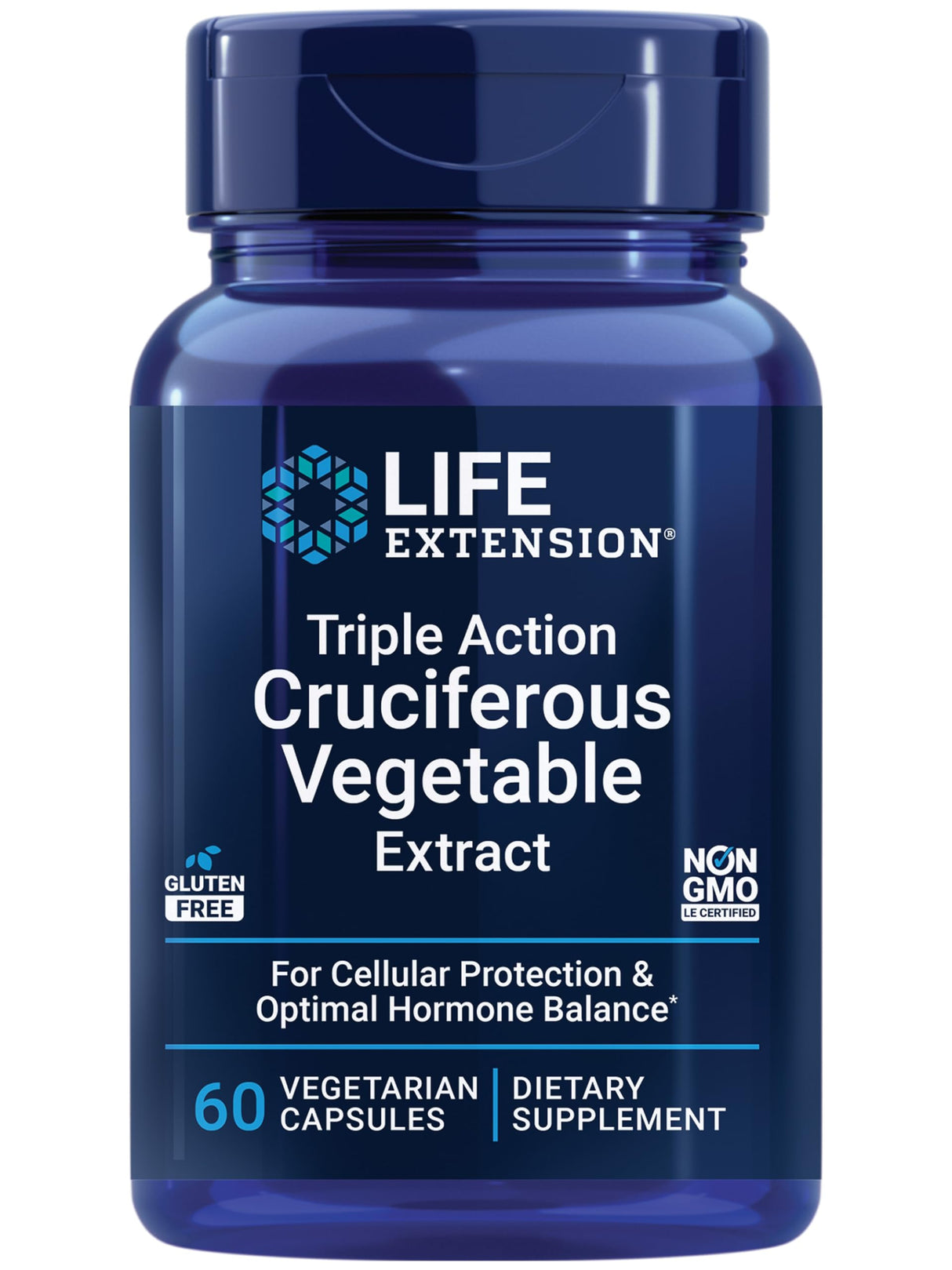 Life Extension Triple Action Cruciferous Vegetable Extract, 60 Vegetarian Capsules—Helps Maintain DNA Health & Already-Healthy Hormone Levels - Non-GMO, Gluten-Free, Vegetarian