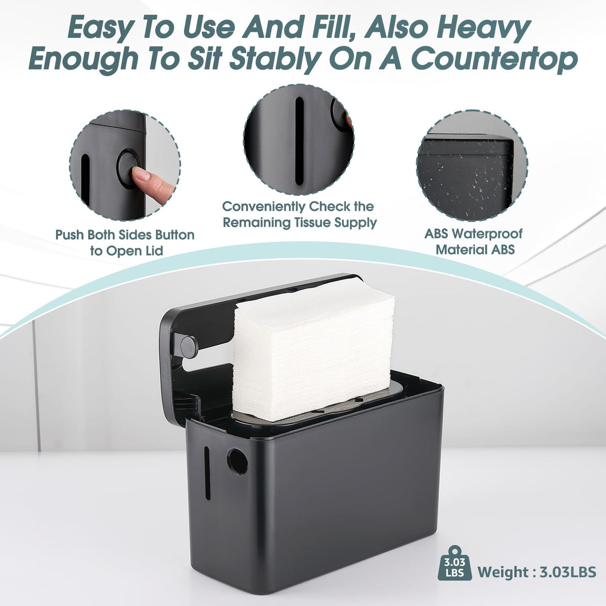 DUTYWORKS Multifold Paper Towel Dispenser Countertop, Commercial Napkin Dispenser for Restaurant, Large Capacity Single-Sheet Hand Towel Dispenser, Paper Towel Holder for Kitchen & Bathroom Black