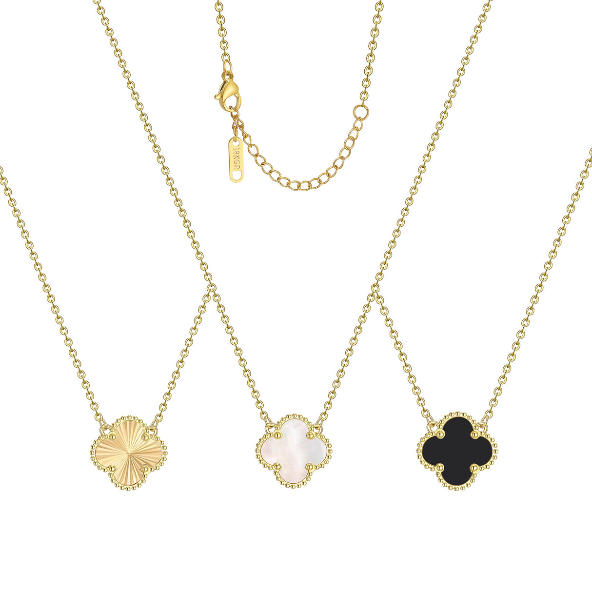 AIPPK 18K Gold Plated Clover Pendant Necklace Set for Women Fashion Four Leaf Clover Necklace Lucky Simple Jewelry Gifts for Women 3Pcs