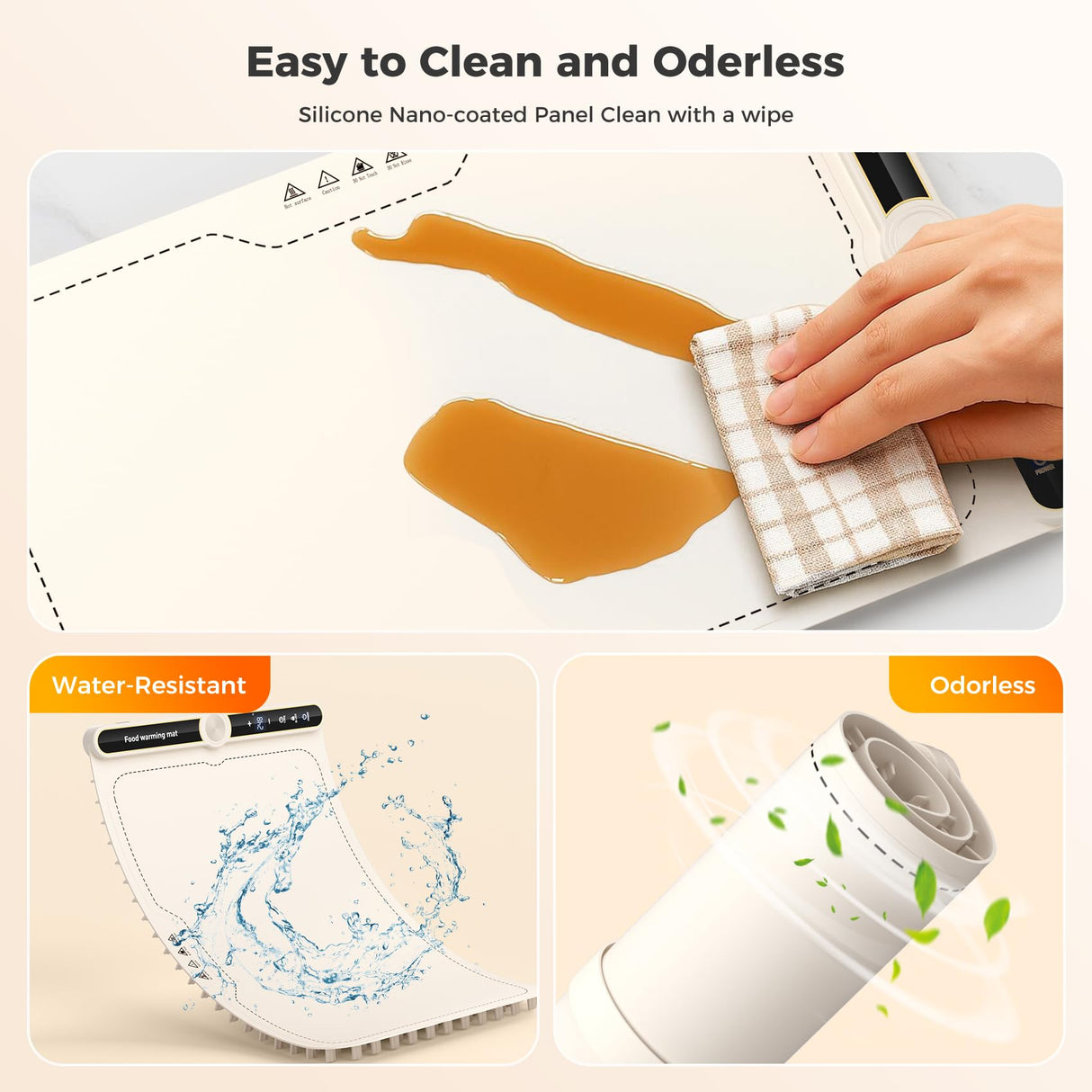 Food Warming Mat, Electric Warming Tray with 9 Temp Levels & Auto Shut-Off, Full Surface Heating, Foldable Warmers Heating Pad for Parties, Perfect for Home and Buffet Use
