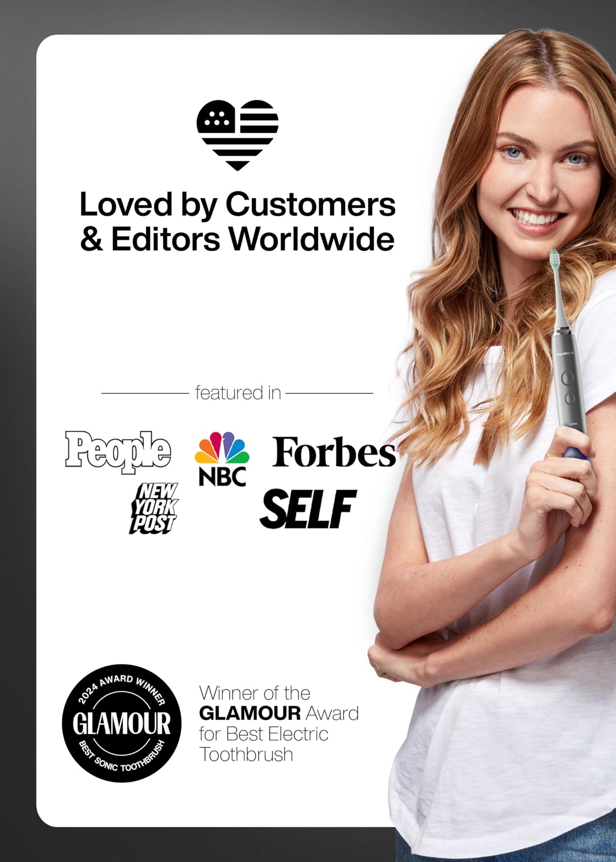 Aquasonic Vibe Series Ultra-Whitening Toothbrush – ADA Accepted Electric Toothbrush - 8 Brush Heads & Travel Case – 40,000 VPM Motor & Wireless Charging - 4 Modes w Smart Timer – Charcoal Metallic