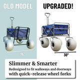 CRESTWALKER 13'' Balloon Wheel Cart, Beach Wagon with Big Wheels for Sand, Folds Thin with Quick-Release Forks, Heavy Duty 300 lbs Capacity