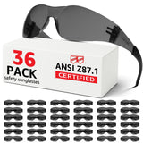 Hoqiwild ANSI Z87.1 Tinted Safety Glasses Bulk 36 pack, Safety Sunglasses for men and women, Scratch & Impact Resistant UV protection sunglasses for Construction, Outdoor Sports & Work