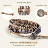 JR.DM Boho Beaded Bracelets for Women - Handmade Adjustable Crystal Natural Stone Bead Wrap Bracelets, Bohemian Jewelry Braided for Unique Birthday Gifts