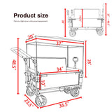 ZeHuoGe 3-in-1 Folding Wagon Cart with Bench Seat & Canopy & Storage, 500lbs Heavy-Duty, 180L Capacity, All-Terrain Wagon for Camping, Beach, Sports, & Garden (Gray)