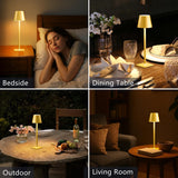 Yogaret 2 Pack Gold Rechargeable Table Lamps,Cordless Lamp with 6000mAh Battery Operated,Wireless Lamp for Restaurant Home Dinner Dining Kitchen Outdoor Patio,Waterproof & Portable