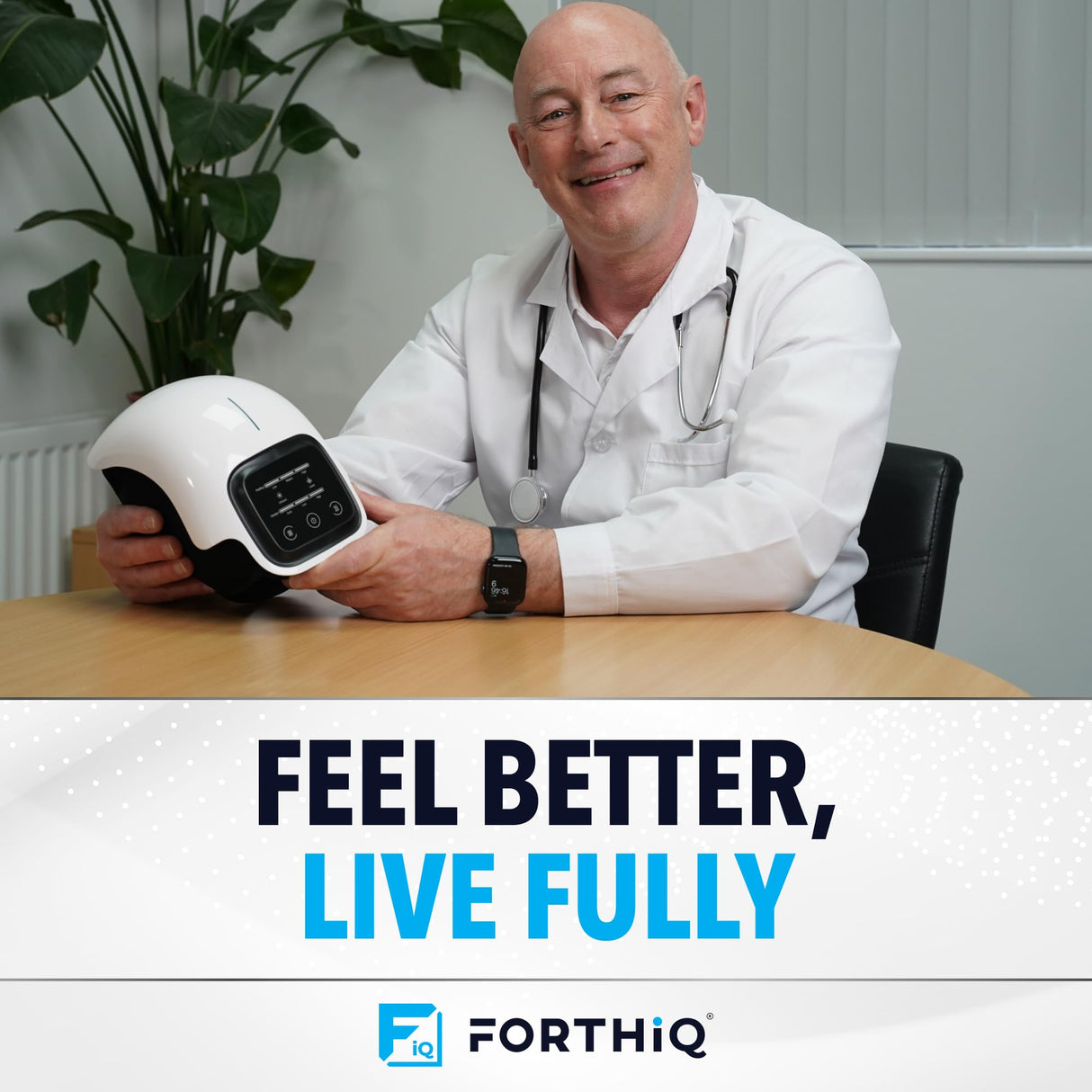 FORTHiQ Knee Massager Smart with Heat, Red Light and Massage Therapy, 3-in-1 Cordless, 2024 Updated Edition, FSA or HSA Eligible, Gifts for Grandma & Grandpa