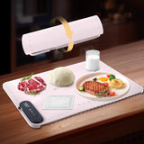 Revolutionary Rollable Full Surface Heating Warming Mat for Food Party Buffet Daily Use, Portable Electric Silicone Defrosting Tray, Hot Plate Keep Food Warm (Light Pink)
