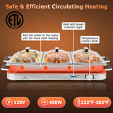 Giantex Buffet Server & Electric Food Warmer, 2-in-1 Food Warming Tray, Adjustable Temperature, 3 Food Pans with Lids, Dishwasher Safe, 8 QT Stainless Steel Chafing Dishes for Parties Holiday Events