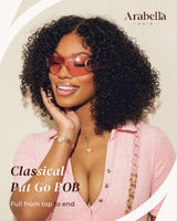 Arabella 5x6 Wear and Go Glueless Wigs Human Hair 210% Density Deep Curly Bob Wig Lace Front Wig Pre-Cut Lace Wigs Pre Bleached Tiny Knots Bob Wig Human Hair(12inch, 5x6 DC Glueless Bob)