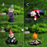 ZIXINMEI Funny Drunk Garden Gnomes 4PCS Mini Resin Figurines - Drunken Dwarf Statues for Outdoor Patio Yard Lawn Desk Decor, Waterproof Handcrafted Ornament Gift