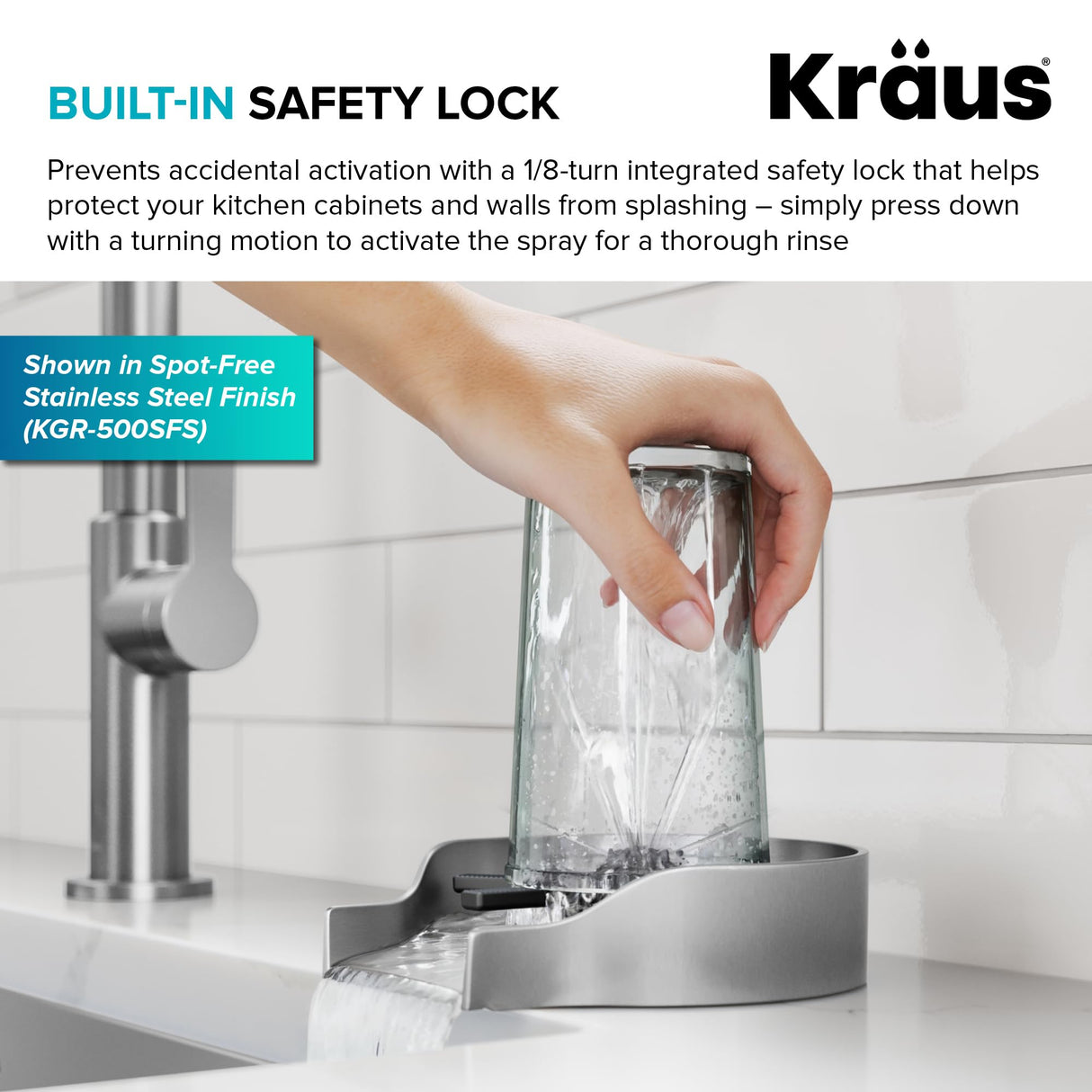 KRAUS CleanMate Glass Rinser for Kitchen Sink in Matte Black Color Finish, KGR-500MB