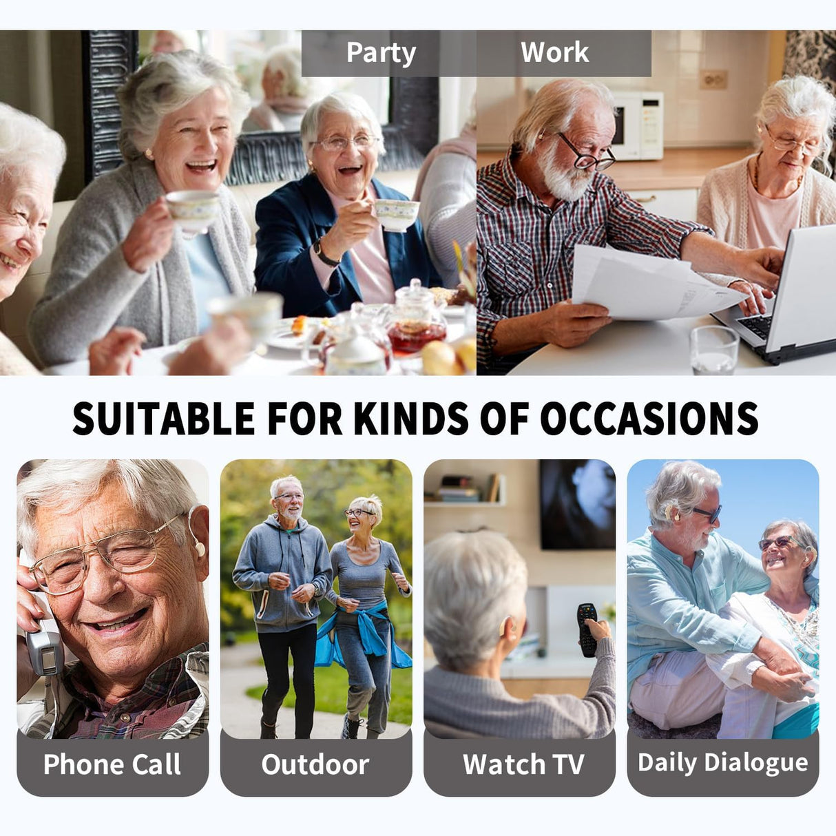 Hearing Aids for Seniors with Hearing Loss, Rechargeable Hearing Amplifiers with Noise Cancelling and Volume Control for Adults Women Men, Behind-The-Ear Hearing Aid