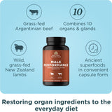 Ancient Nutrition Organ Supplements for Men, Grass-Fed and Wild Organ Complex Capsules, Liver, Prostate, Pancreas Supports Male Performance, Healthy Aging, 180 Ct