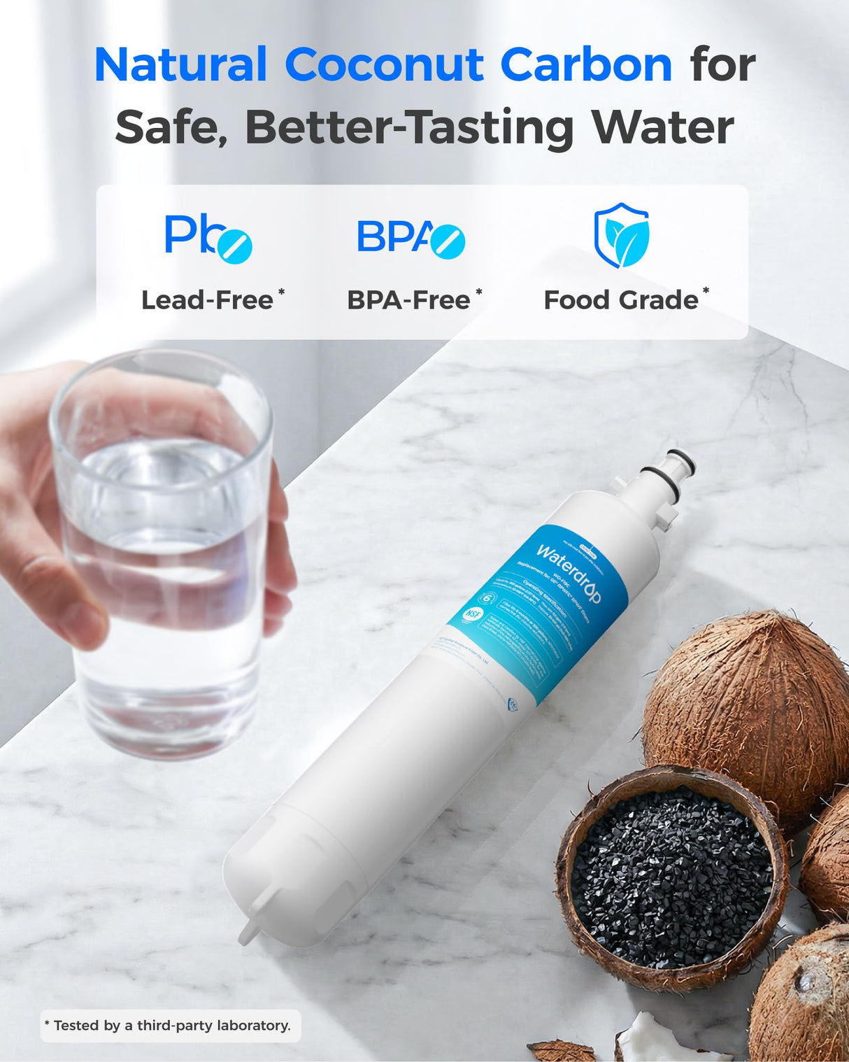 Waterdrop Replacement for GE® RPWFE®, RPWF (Built-in CHIP) Refrigerator Water Filter, Compatible with GFE28GYNFS, GFE28GELDS, PFE28KELDS, PFE28KYNFS, GFD28GELDS, PWE23KELDS, 2 Filters